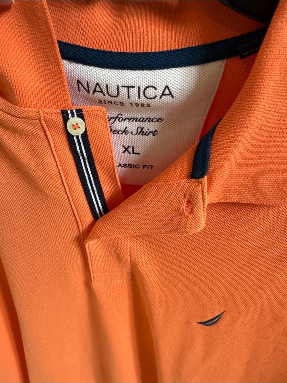 Nautica Men's Orange Classic Polo with Contrast Trim